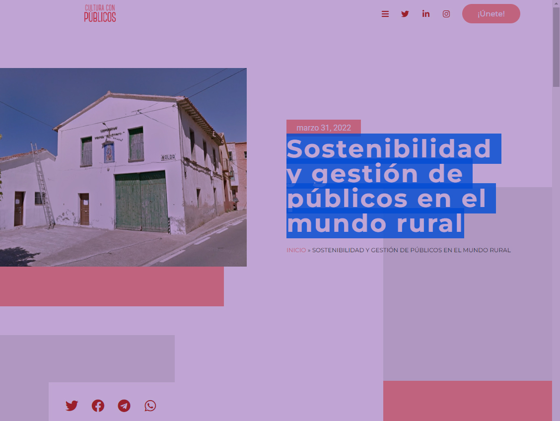 Sostenibilidad y gestión de públicos en el mundo rural / Sofía Moreno